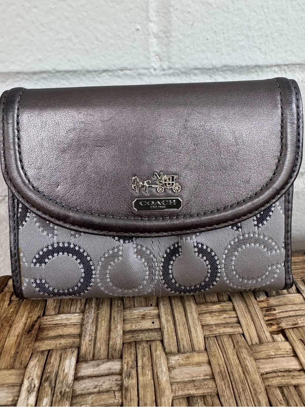 Coach Madison Grey/Silver Trifold Wallet